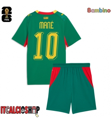 Senegal Sadio Mane #10 Seconda Maglia Bambino Mondiali 2026 Manica Corta (+ Pantaloni corti)